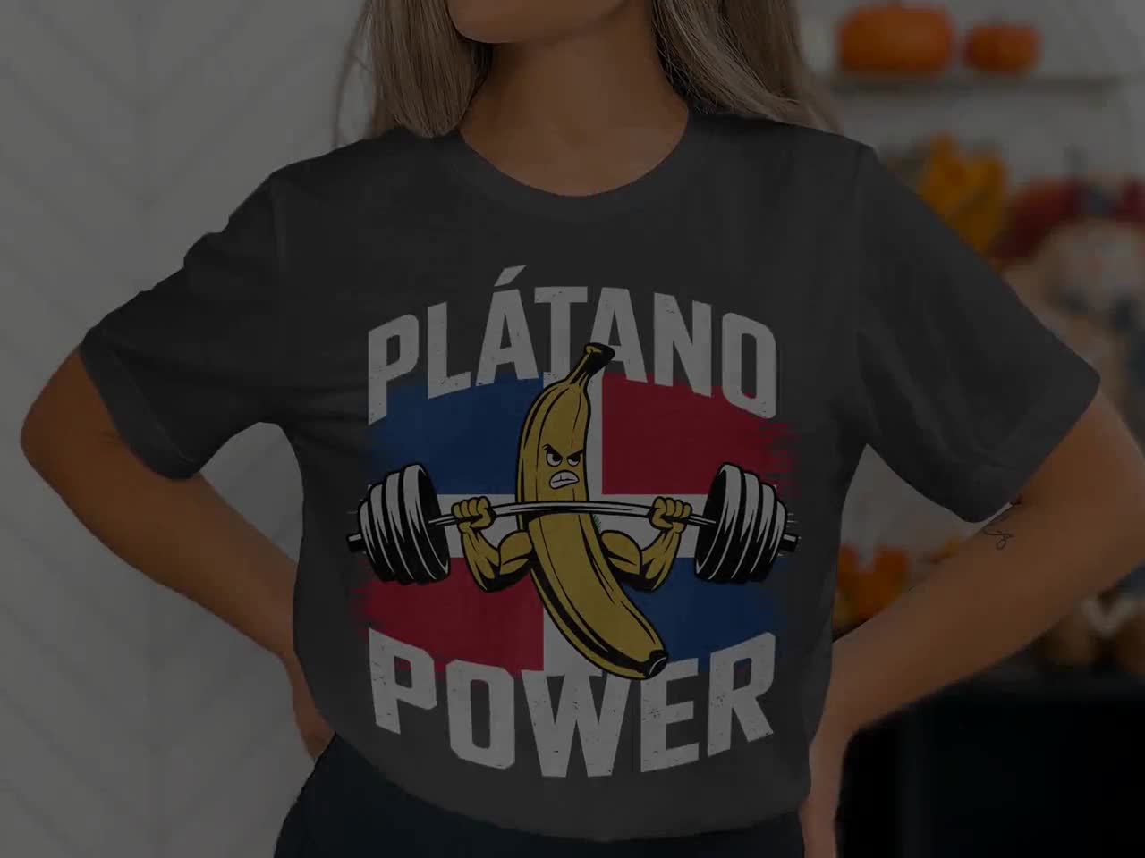 Funny Dominican Platano Lifting Weights T-shirt, Plátano Power